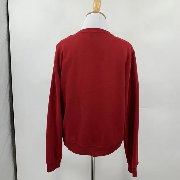 True Religion Sweatshirt Womens Medium Rich Red Fleece Long Sleeve Crew Neck - Picture 5 of 13